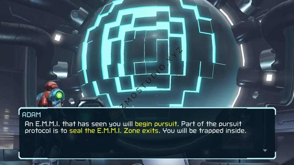 One of the in-game dialogue conversations in Metroid Dread