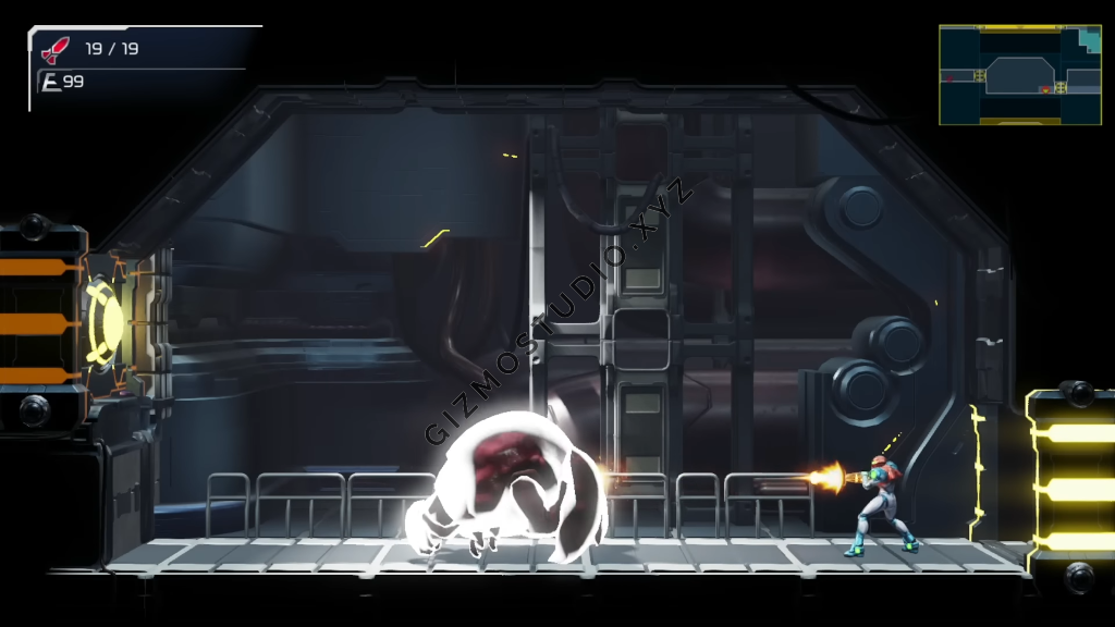 In the gameplay of Metroid Dread, you control the character on the right! (of course)